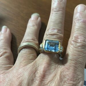 Blue topaz and ruby GP .925 silver